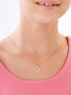 Zawieszka z żółtego złota z diamentem - serce - 0,002 ct - próba 585