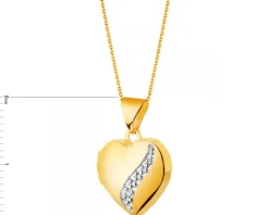 Zawieszka z żółtego złota z diamentem - puzderko - serce - 0,005 ct - próba 375