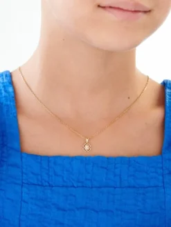 Zawieszka z żółtego złota z diamentami - koniczyna - 0,02 ct - próba 585