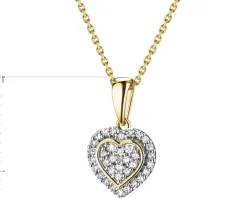 Zawieszka z żółtego złota z diamentami - serce - 0,09 ct - próba 585