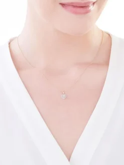 Zawieszka z żółtego złota z diamentami - serce - 0,09 ct - próba 585