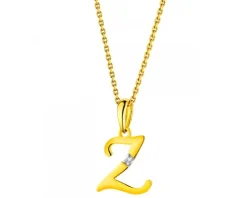 Zawieszka z żółtego złota z diamentem - litera Z - 0,004 ct - próba 585