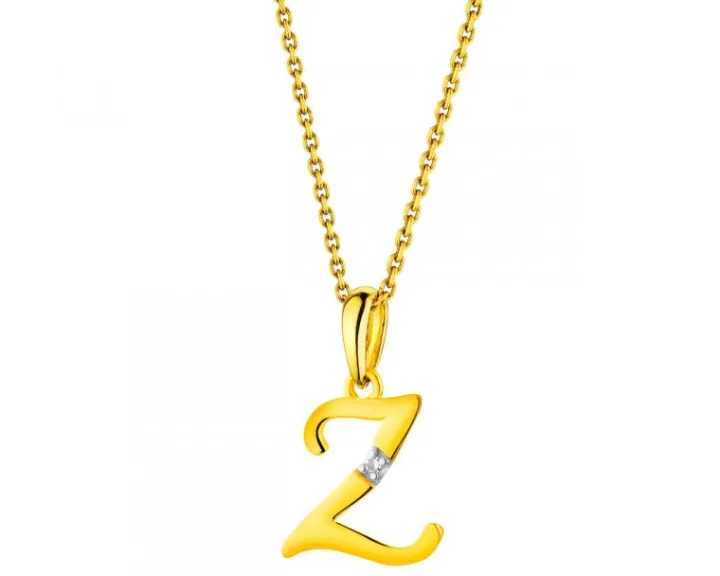Zawieszka z żółtego złota z diamentem - litera Z - 0,004 ct - próba 585