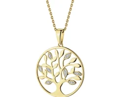 Zawieszka z żółtego złota z diamentami - drzewko - 0,01 ct - próba 375