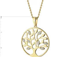 Zawieszka z żółtego złota z diamentami - drzewko - 0,01 ct - próba 375