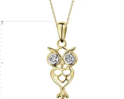 Zawieszka z żółtego złota z diamentami - sowa - 0,01 ct - próba 585