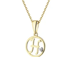 Zawieszka z żółtego złota z diamentem - litera H - 0,003 ct - próba 585