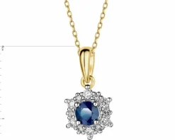 Zawieszka z żółtego złota z diamentami i onyksem - próba 585