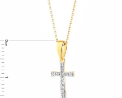 Zawieszka z żółtego złota z diamentami - krzyż - 0,02 ct - próba 585