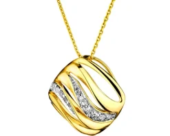 Zawieszka z żółtego złota z diamentami - 0,10 ct - próba 585