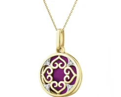 Zawieszka z żółtego złota z diamentami i emalią - 0,01 ct - próba 375