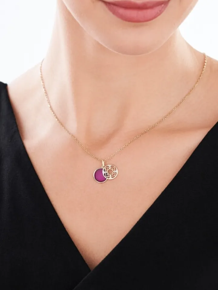 Zawieszka z żółtego złota z diamentami i emalią - 0,01 ct - próba 375