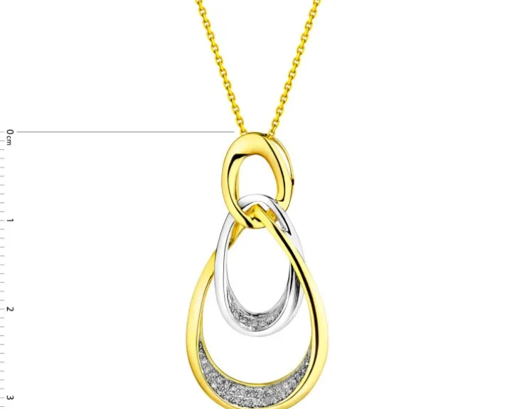 Zawieszka z żółtego złota z diamentami - 0,09 ct - próba 585