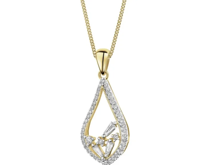 Zawieszka z żółtego złota z diamentami - 0,25 ct - próba 585