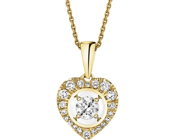 Zawieszka z żółtego złota z diamentami - serce - 0,25 ct - próba 585