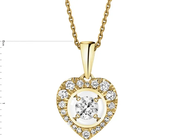 Zawieszka z żółtego złota z diamentami - serce - 0,25 ct - próba 585