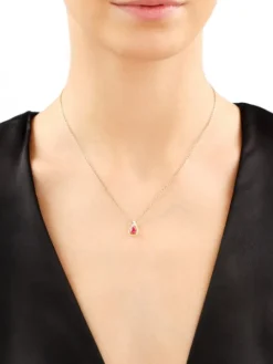 Zawieszka z żółtego złota z diamentem i rubinem - próba 585