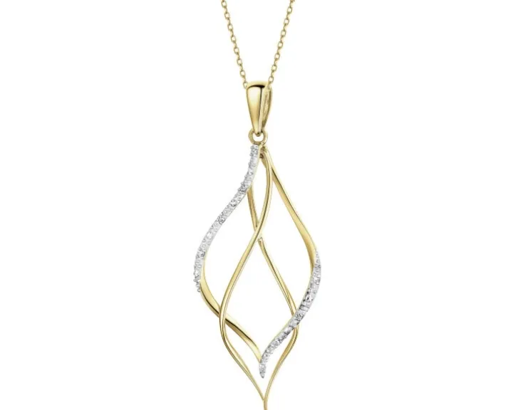 Zawieszka z żółtego złota z diamentami - 0,02 ct - próba 585