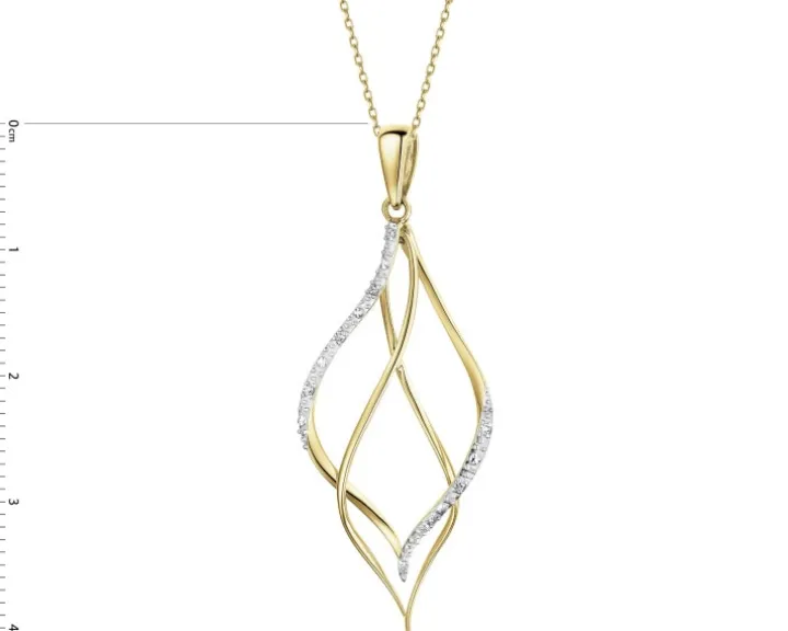 Zawieszka z żółtego złota z diamentami - 0,02 ct - próba 585