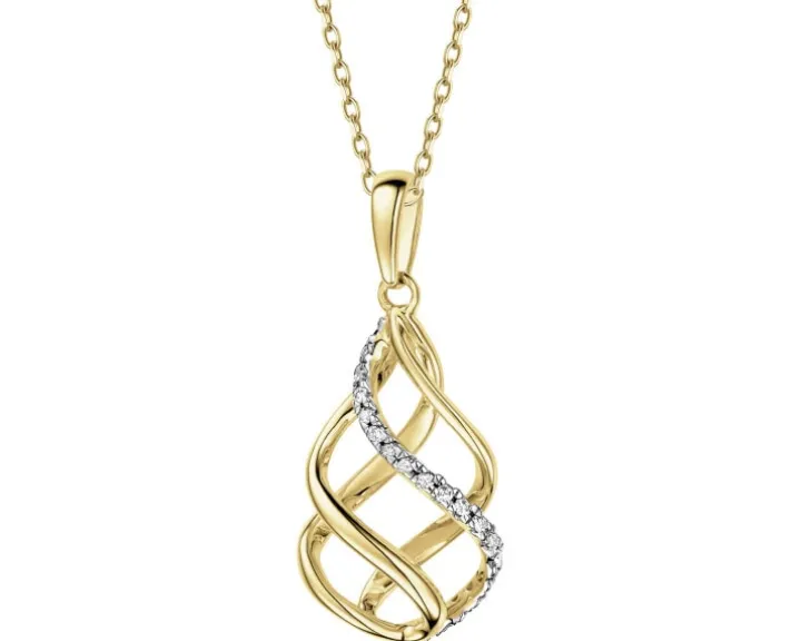 Zawieszka z żółtego złota z diamentami - 0,05 ct - próba 375