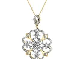 Zawieszka z żółtego złota z diamentami - rozeta - 0,20 ct - próba 585