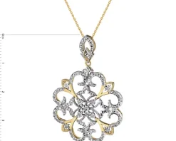 Zawieszka z żółtego złota z diamentami - rozeta - 0,20 ct - próba 585