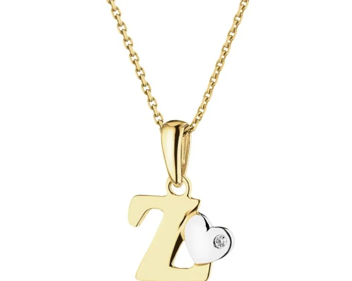 Zawieszka z żółtego złota z diamentem - litera Z - 0,004 ct - próba 375