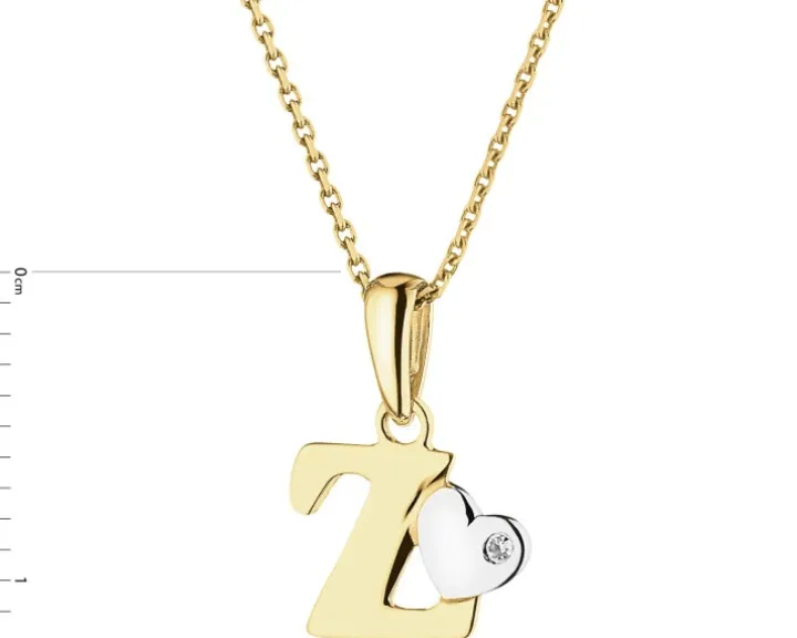 Zawieszka z żółtego złota z diamentem - litera Z - 0,004 ct - próba 375