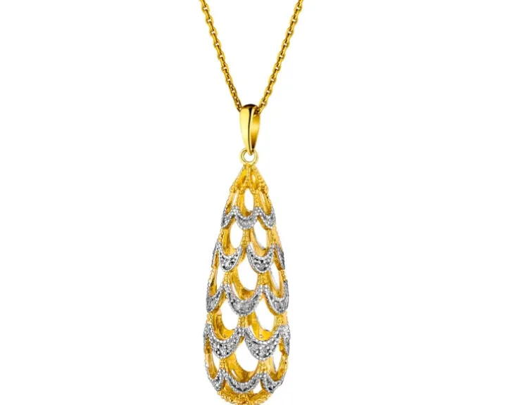 Zawieszka z żółtego złota z diamentami - 0,05 ct - próba 585