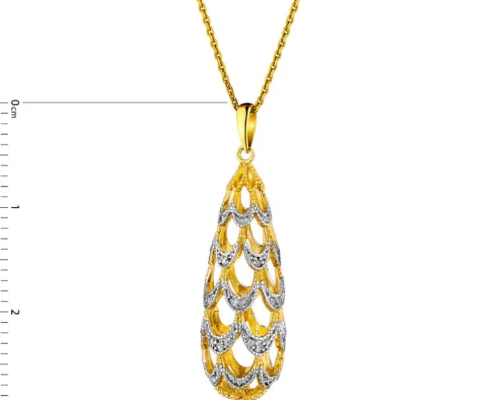 Zawieszka z żółtego złota z diamentami - 0,05 ct - próba 585