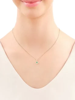 Zawieszka z żółtego złota z diamentami i szmaragdem - próba 585