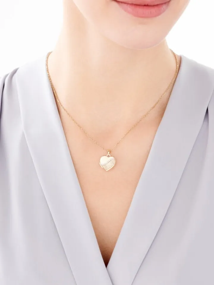 Zawieszka z żółtego złota z diamentami - puzderko - serce - 0,01 ct - próba 585