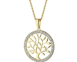 Zawieszka z żółtego złota z diamentami - drzewko - 0,03 ct - próba 585