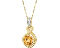 Zawieszka z żółtego złota z diamentem i cytrynem - próba 375