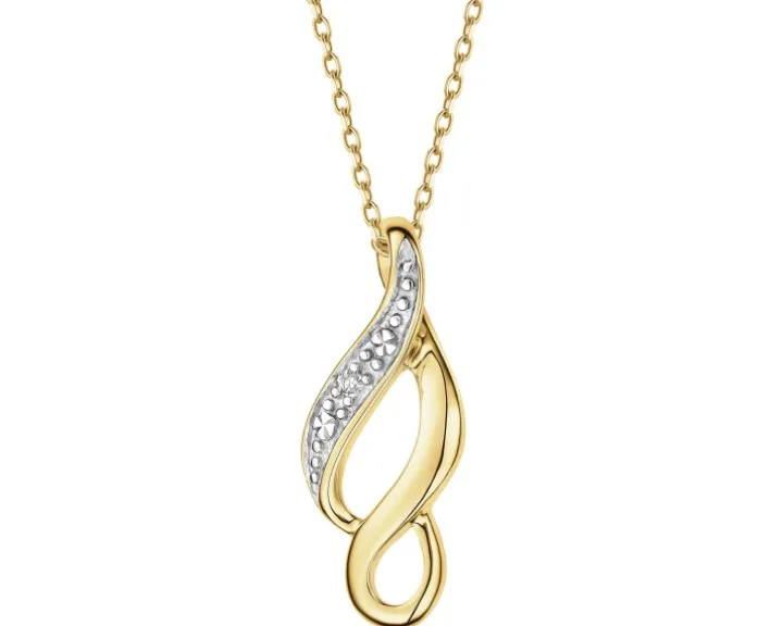 Zawieszka z żółtego złota z diamentem - 0,005 ct - próba 375