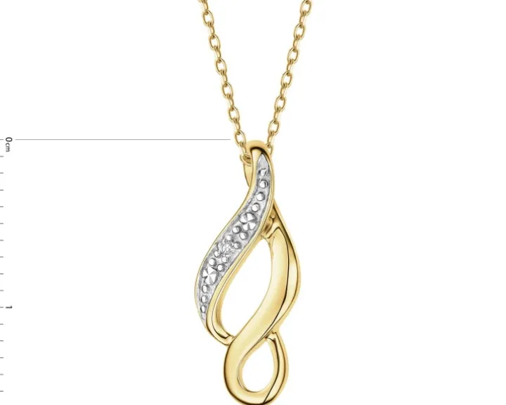 Zawieszka z żółtego złota z diamentem - 0,005 ct - próba 375