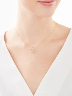 Zawieszka z żółtego złota z diamentami - ważka - 0,01 ct - próba 585