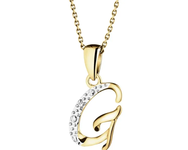 Zawieszka z żółtego złota z diamentem - litera G - 0,003 ct - próba 375
