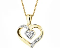 Zawieszka z żółtego złota z diamentami -  serca - 0,01 ct - próba 375