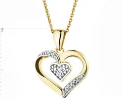 Zawieszka z żółtego złota z diamentami -  serca - 0,01 ct - próba 375