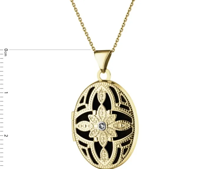 Zawieszka z żółtego złota z diamentem - puzderko - 0,005 ct - próba 585