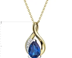 Zawieszka z żółtego złota z diamentem i szafirem syntetycznym - próba 375