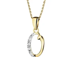 Zawieszka z żółtego złota z diamentem - litera O - 0,003 ct - próba 375