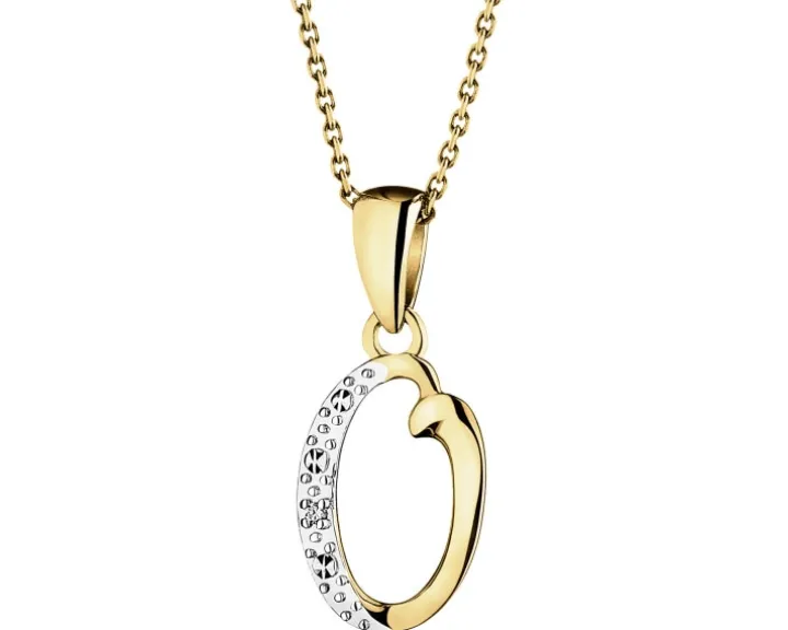 Zawieszka z żółtego złota z diamentem - litera O - 0,003 ct - próba 375