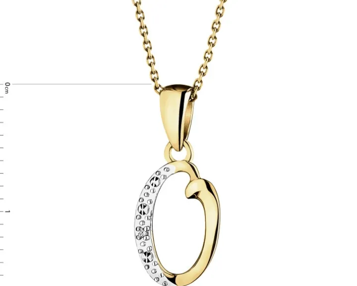 Zawieszka z żółtego złota z diamentem - litera O - 0,003 ct - próba 375