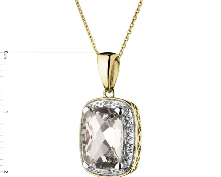 Zawieszka z żółtego złota z diamentami i topazem białym - próba 585