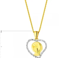 Zawieszka z żółtego złota z diamentami - drzewko, serce - 0,01 ct - próba 375