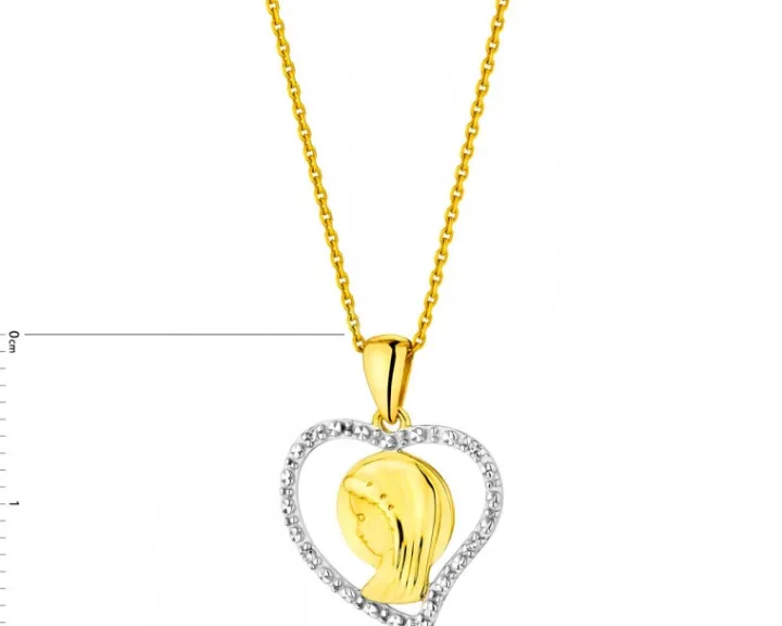 Zawieszka z żółtego złota z diamentami - drzewko, serce - 0,01 ct - próba 375