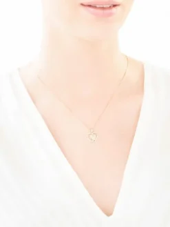 Zawieszka z żółtego złota z diamentami - drzewko, serce - 0,01 ct - próba 375