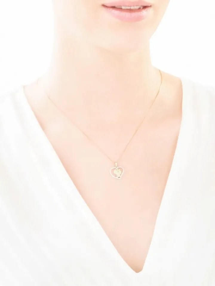 Zawieszka z żółtego złota z diamentami - drzewko, serce - 0,01 ct - próba 375